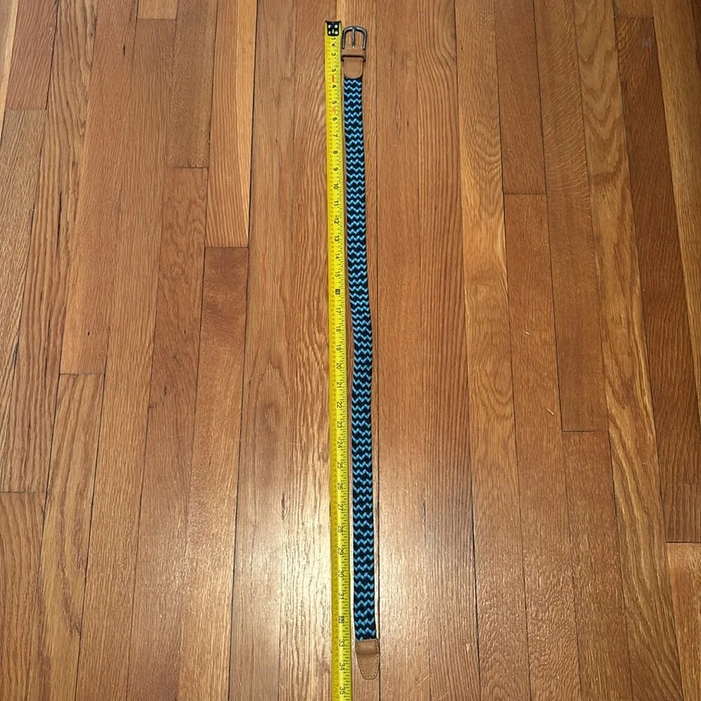 Peppercorn Kids blue braided elastic adjustable belt w/ pewter tone buckle